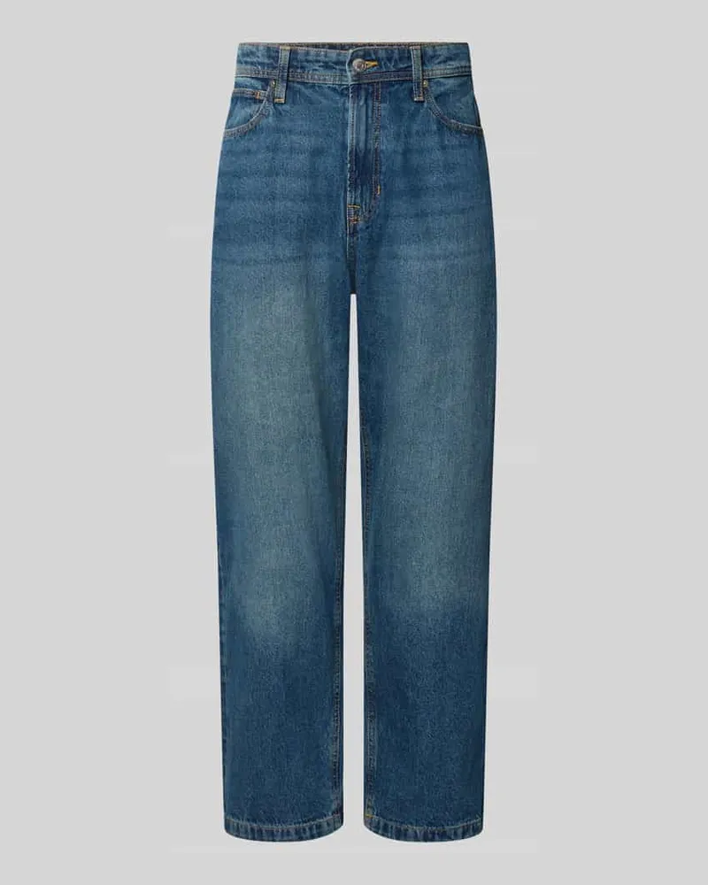 Jack & Jones Straight Fit Jeans aus reiner Baumwolle mit Gürtelschlaufen Jeansblau