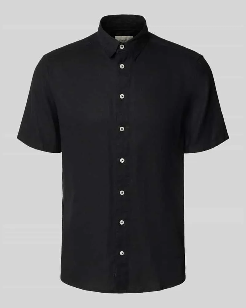 Blend Slim Fit Leinenhemd mit Viskose-Anteil Modell 'Bobby Black