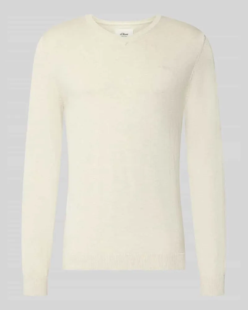 S.Oliver Pullover mit Logo-Stitching Offwhite