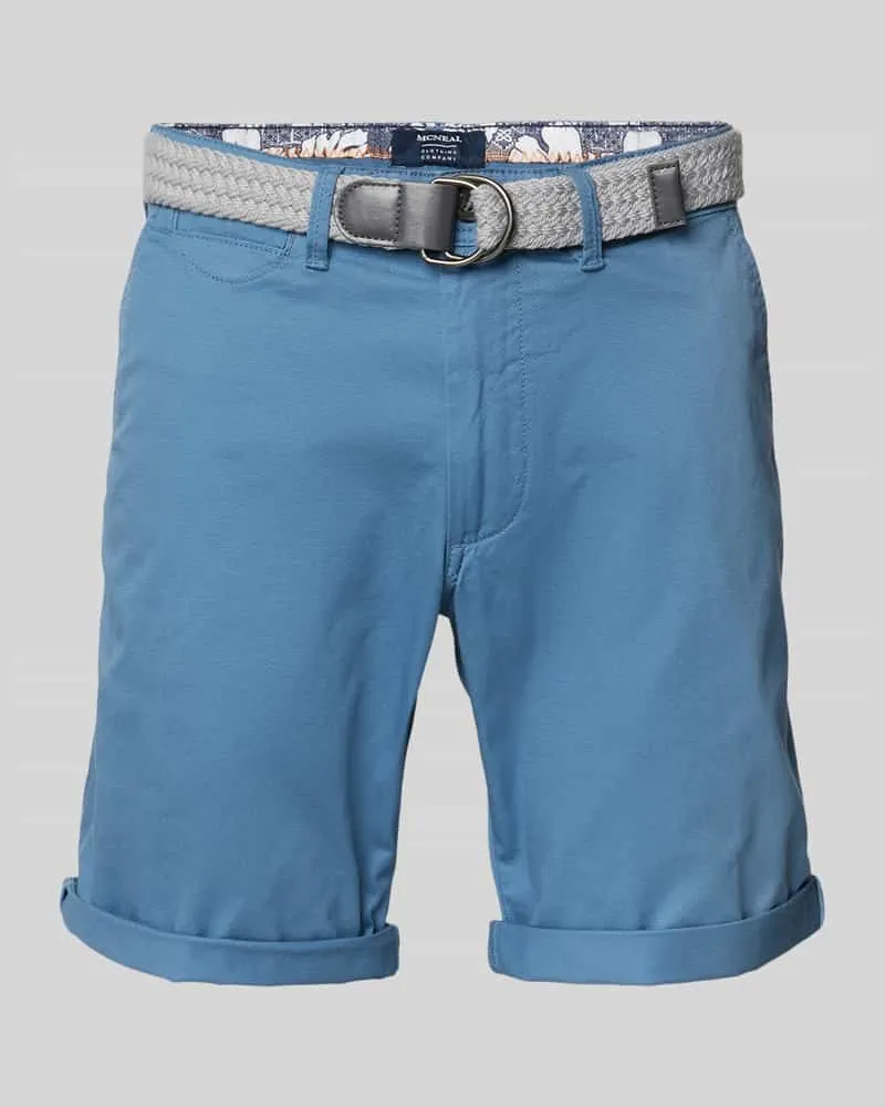 McNeal Slim Fit Bermudas mit Gürtel Ocean