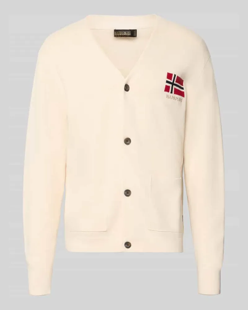 Napapijri Cardigan mit Logo-Stitching Modell 'TARANGER Offwhite
