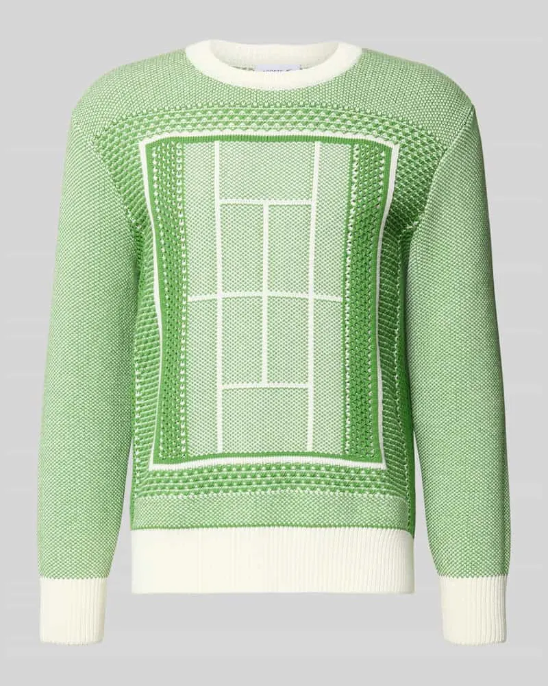 Lacoste Regular Fit Strickpullover aus Baumwoll-Mix Modell 'TENNIS COURT Gruen
