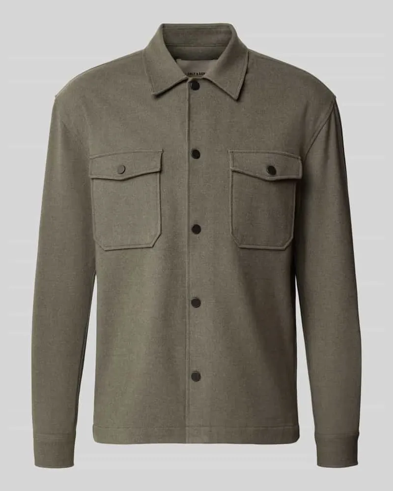 Only & Sons Hemdjacke mit Brusttaschen mit Viskose-Anteil Graphit