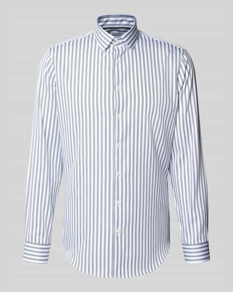 JAKE*S Slim Fit Business-Hemd mit Kentkragen Weiss