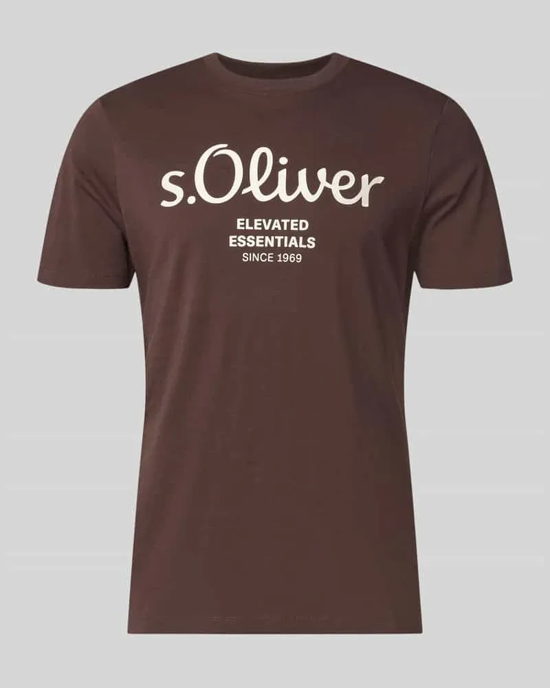 S.Oliver Regular Fit T-Shirt aus reiner Baumwolle Schoko