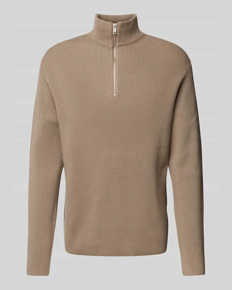 Lindbergh Relaxed Fit Strickpullover in Ripp-Optik Camel
