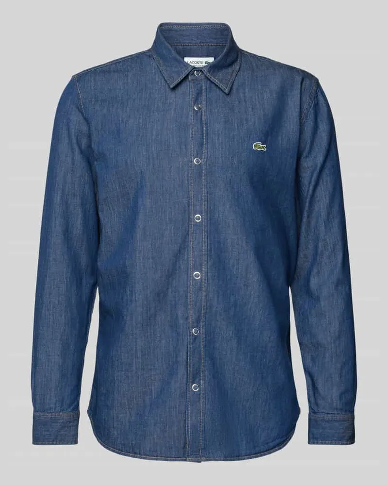 Lacoste Regular Fit Jeanshemd mit Logo-Badge Blau