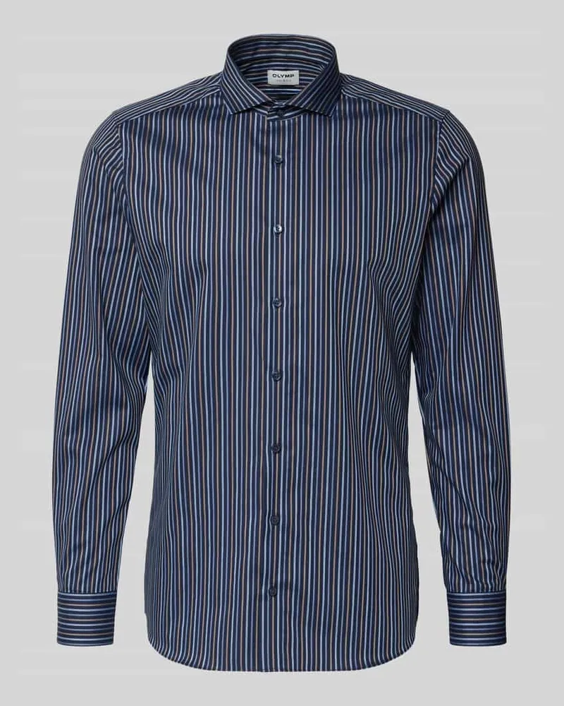 Olymp Slim Fit Business Hemd mit Haifischkragen Marine