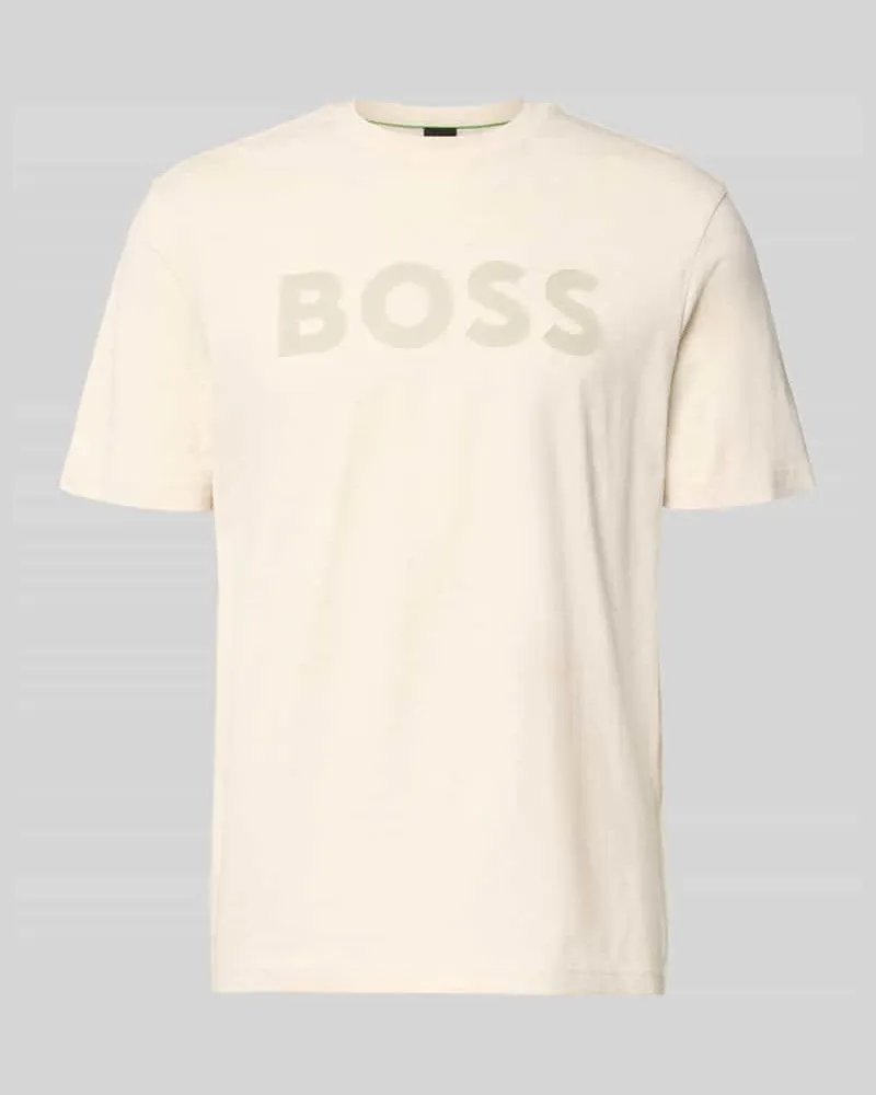 HUGO BOSS Regular Fit T-Shirt aus reiner Baumwolle Modell 'TS_STRUCTURE LOGO 1027473 Offwhite