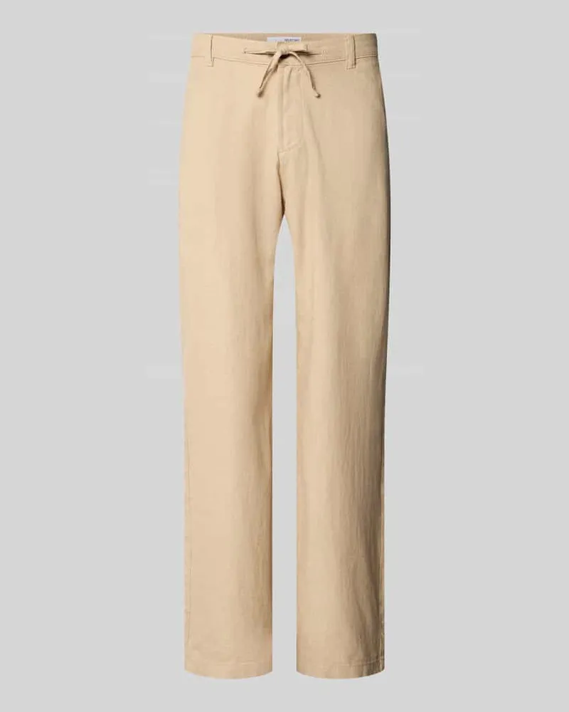 Selected Homme Loose Fit Hose aus Baumwoll-Leinen-Mix Modell 'BRODY Beige