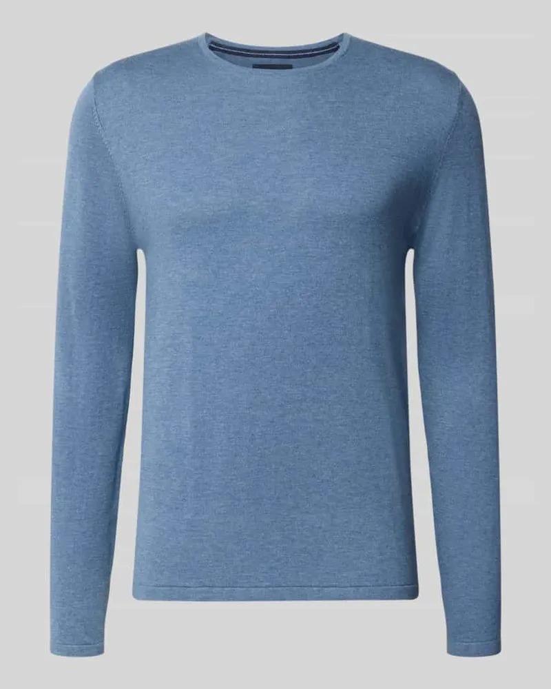Christian Berg Strickpullover aus Baumwolle mit Rundhalsausschnitt Jeansblau