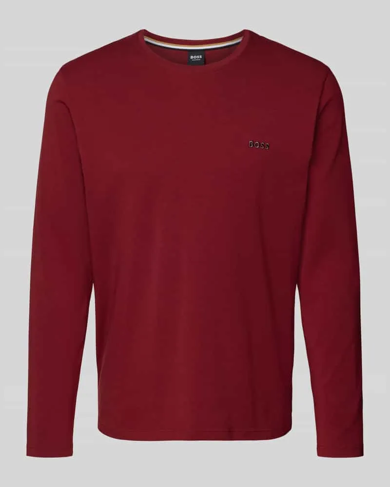 HUGO BOSS Regular Fit Langarmshirt aus Baumwoll-Mix Modell 'MIX&MATCH Dunkelrot