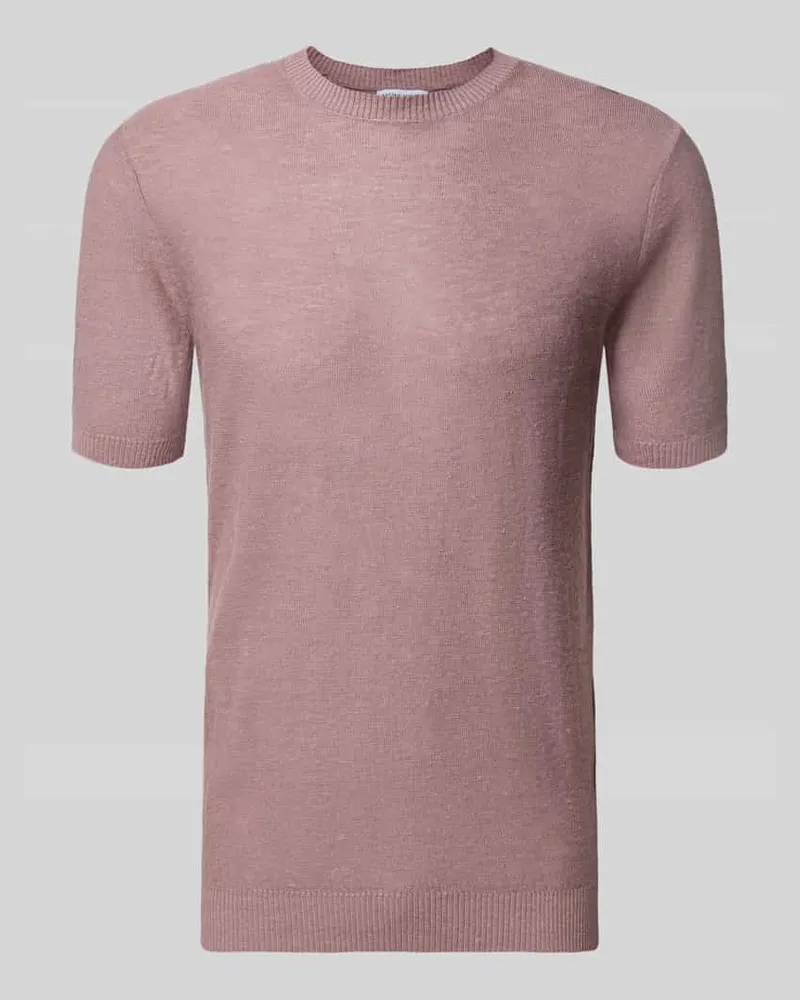 Antony Morato Slim Fit T-Shirt aus Leinen-Mix in Strick-Optik Hellrosa