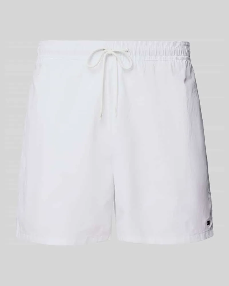 Tommy Hilfiger Regular Fit Badeshorts mit Logo-Stitching 