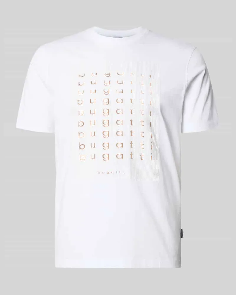Bugatti Regular Fit T-Shirt mit Logo-Print Weiss