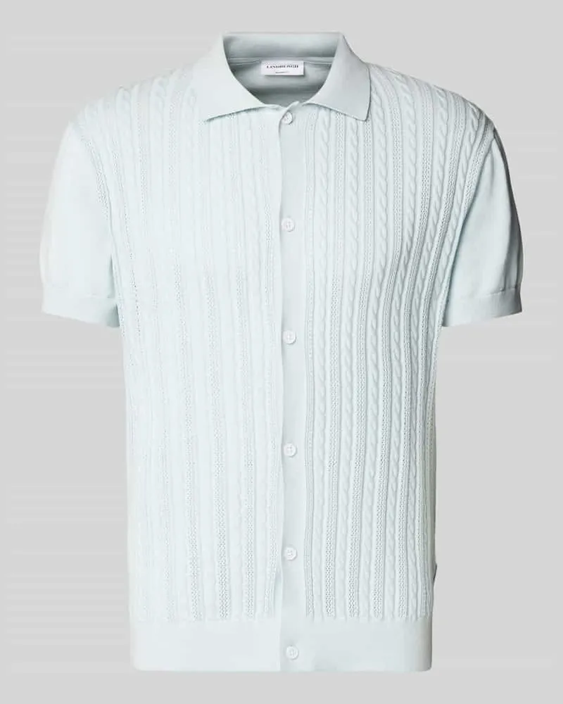 Lindbergh Relaxed Fit Freizeithemd mit Zopfmuster Hellblau