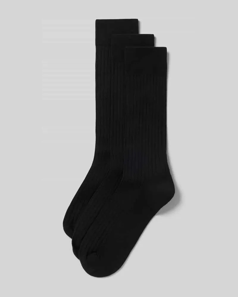 Camano Socken aus Baumwoll-Mix Modell 'Comfort' im 3er-Pack Black