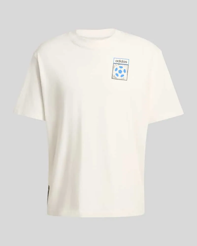 adidas T-Shirt mit Rücken Print aus reiner Baumwolle Offwhite