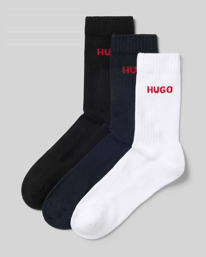 HUGO BOSS Socken mit Logo-Schriftzug im 3er-Pack Dunkelblau