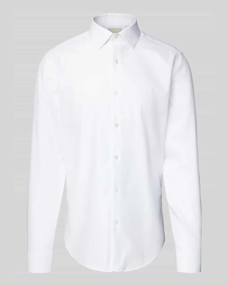 Calvin Klein Slim Fit Business-Hemd mit Kentkragen Weiss
