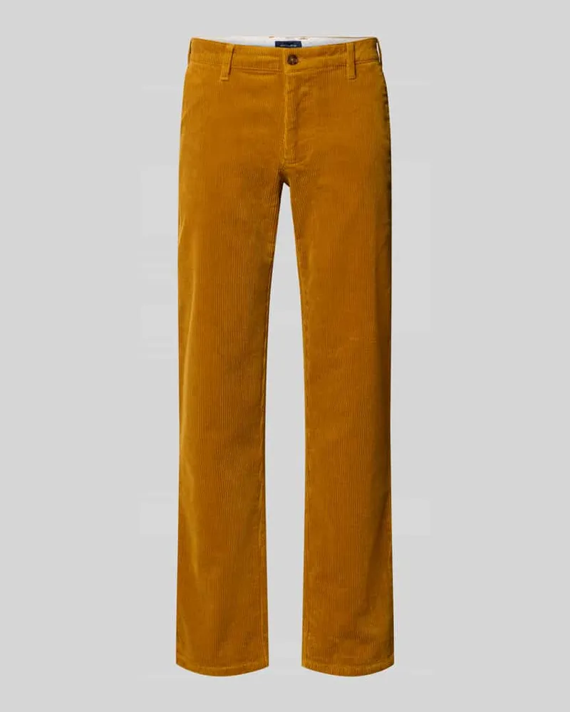 Christian Berg Straight Fit Stoffhose aus Baumwoll-Mix Senf
