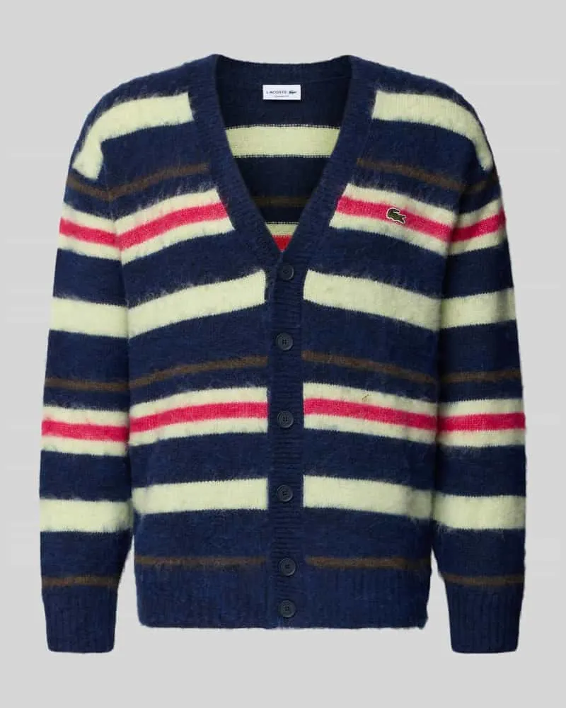 Lacoste Relaxed Fit Strickjacke mit Woll-Anteil Dunkelblau