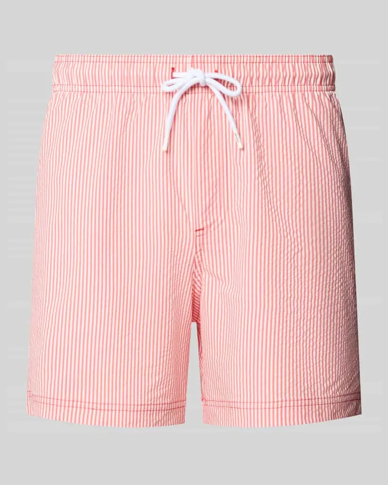 Jack & Jones Badehose aus Seersucker mit elastischem Bund Modell 'MAUI OCEAN Hellrot