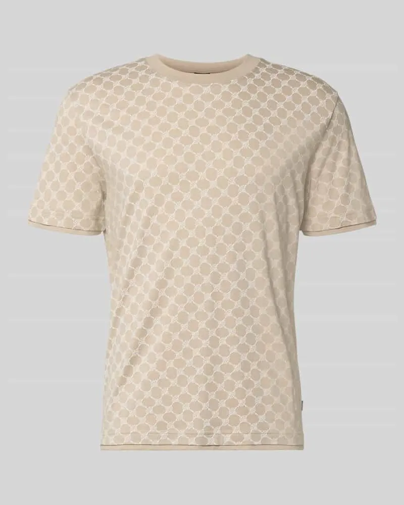 JOOP! T-Shirt mit Logo-Muster und Rundhalsausschnitt Beige