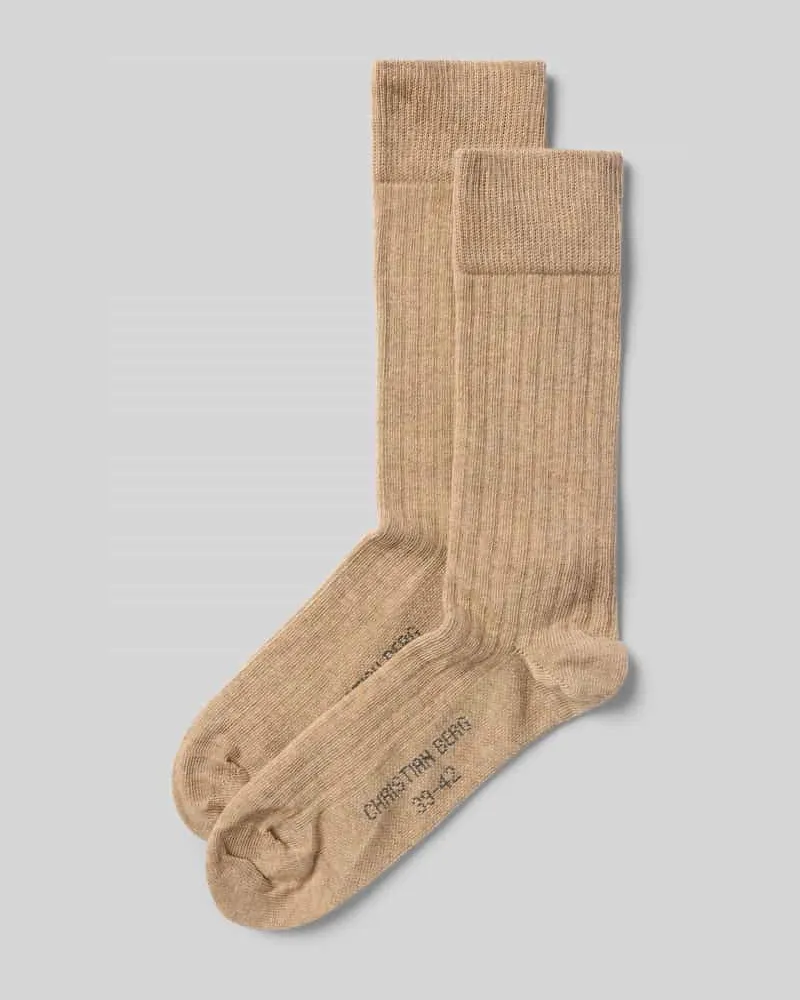 Christian Berg Socken mit Label-Print im 2er-Pack Sand
