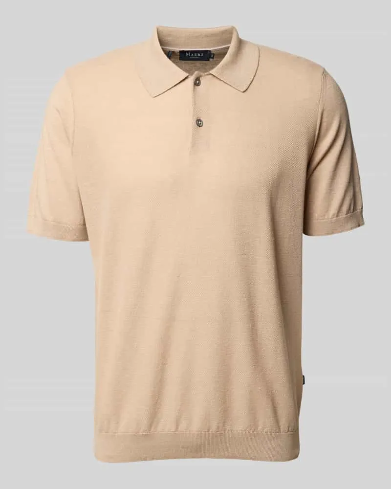 Maerz Regular Fit Poloshirt aus Baumwoll-Leinen-Mix Sand