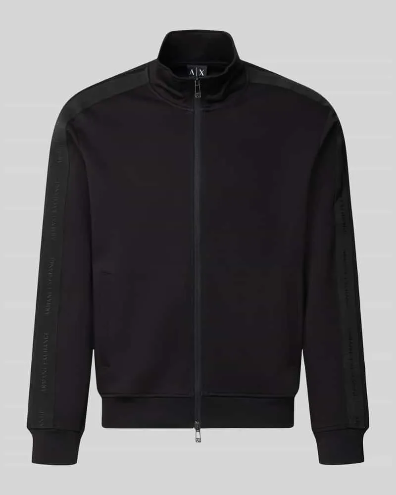 Armani Exchange Regular Fit Sweatjacke aus Baumwoll-Mix Modell 'Felpa Black