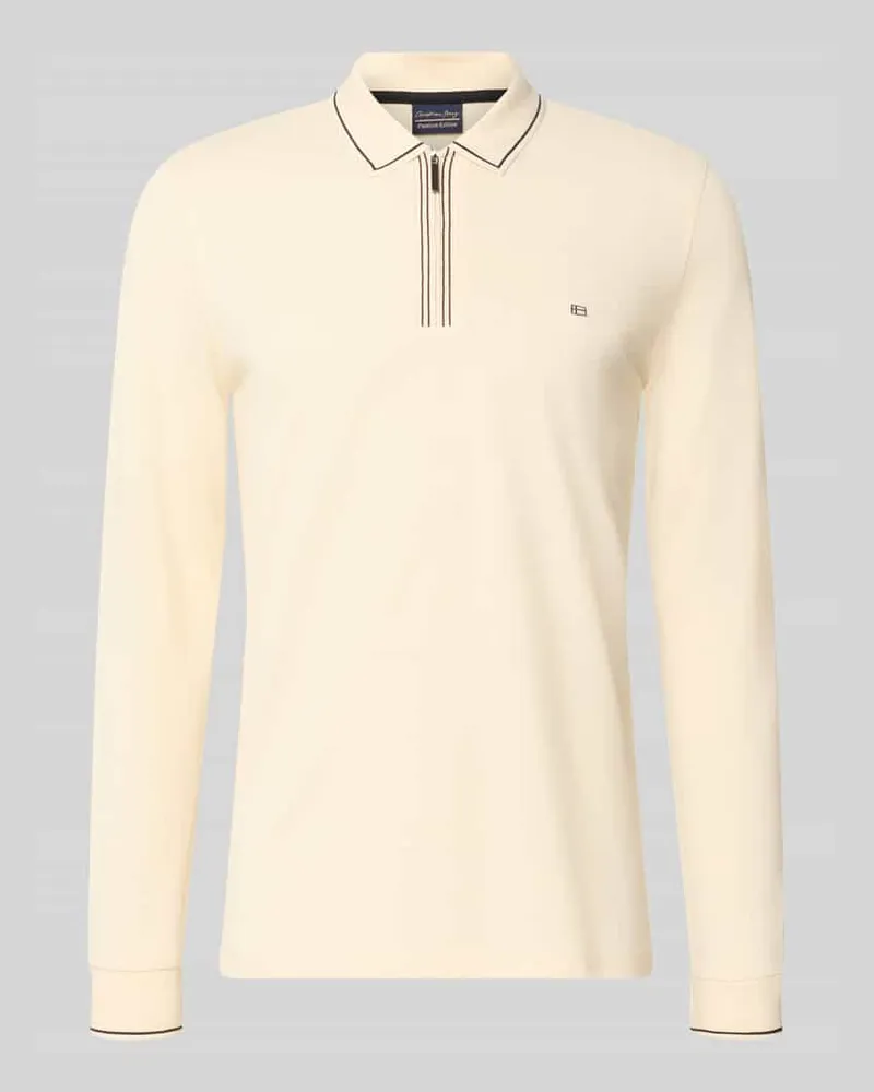 Christian Berg Slim Fit Poloshirt mit Reißverschluss Metallic