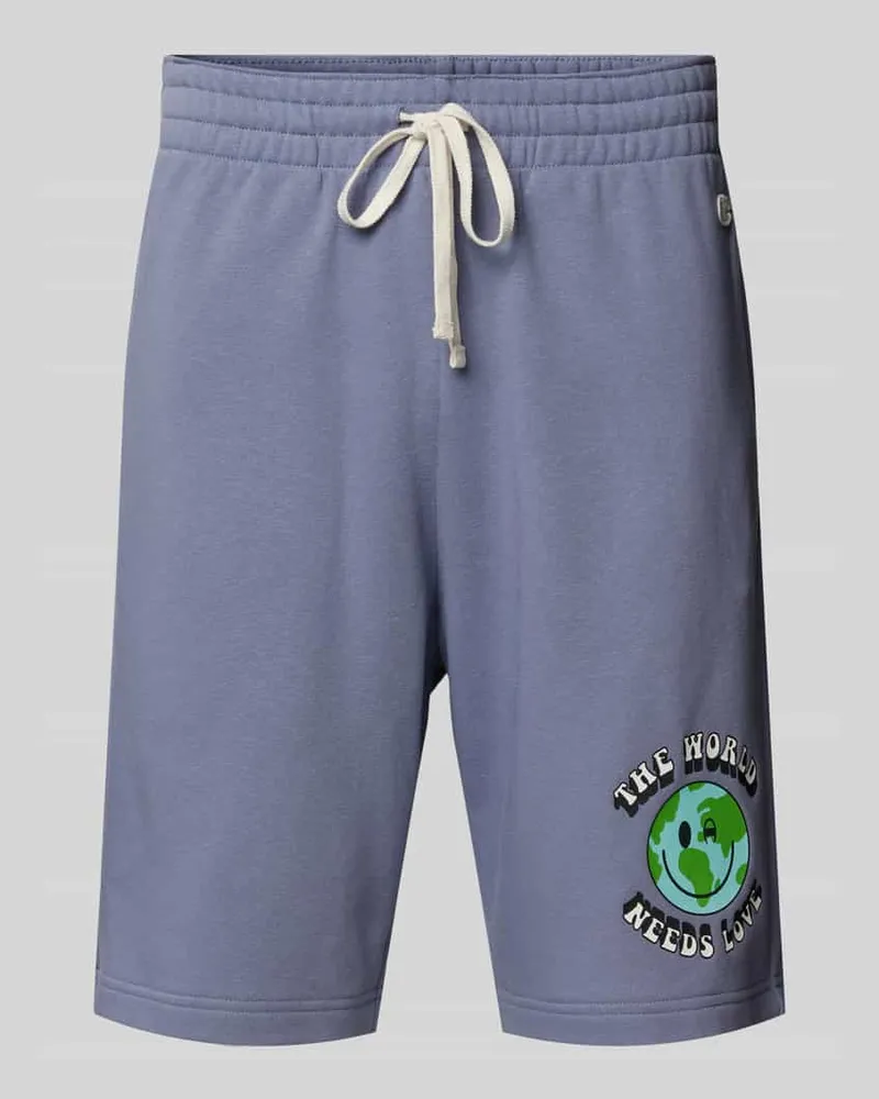 Champion Regular Fit Sweatshorts mit Motiv-Print Purple