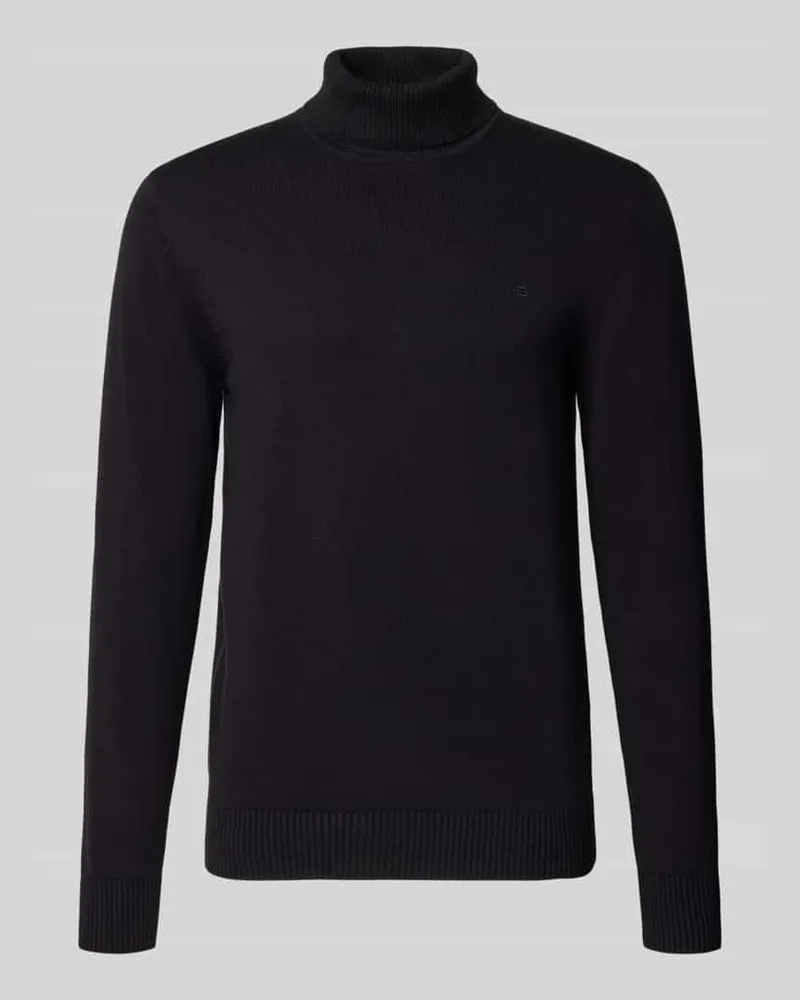 Christian Berg Regular Fit Strickpullover aus Baumwoll-Woll-Mix mit Rollkragen Black
