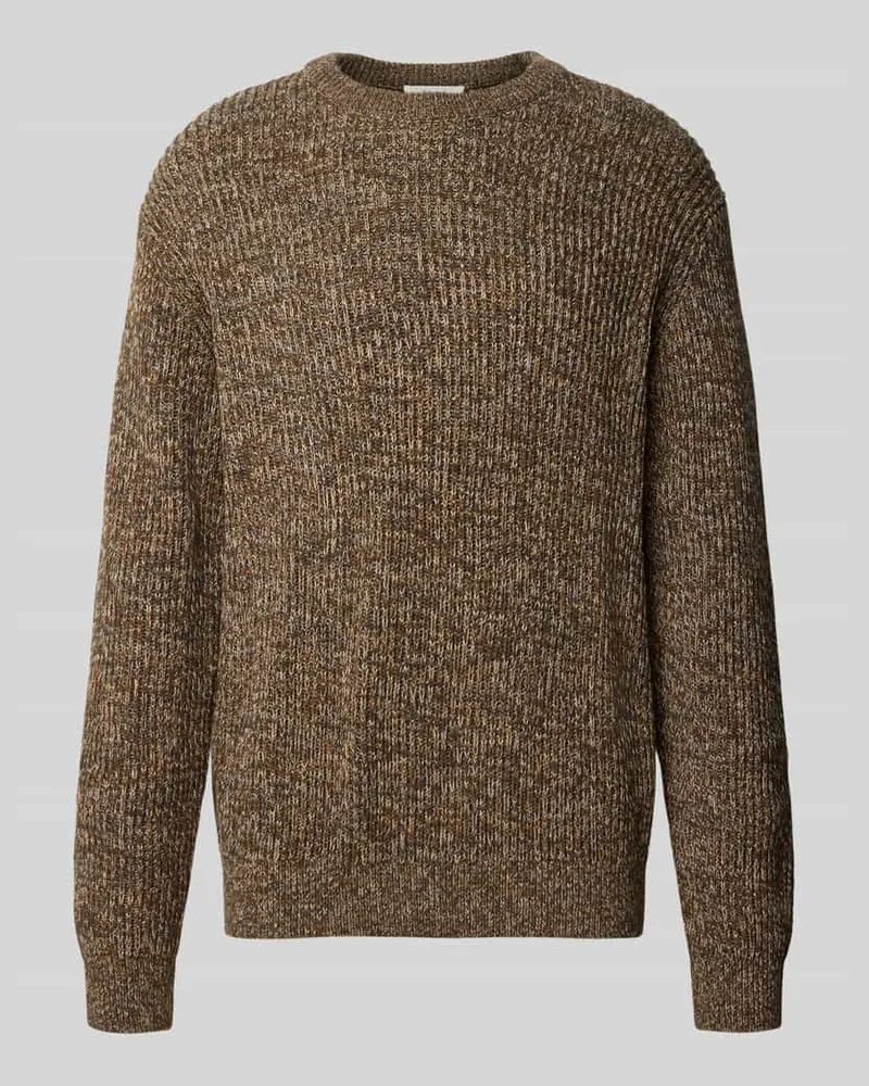 Selected Relaxed Fit Pullover aus reiner Baumwolle Modell 'TILUM Mittelbraun