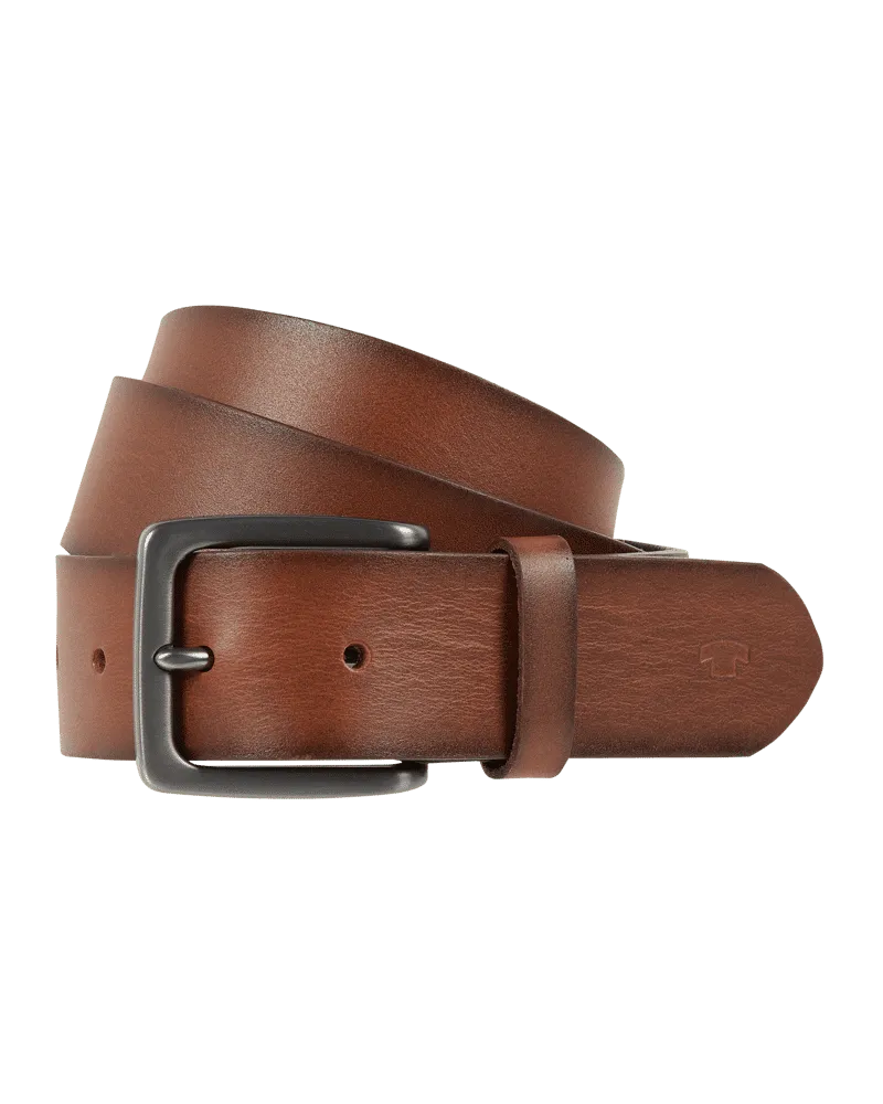 Tom Tailor Ledergürtel mit Dornschließe Modell 'Scott Cognac
