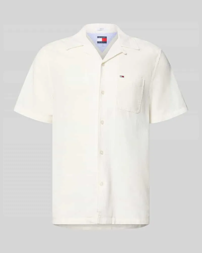 Tommy Hilfiger Regular Fit Freizeithemd aus Leinen-Baumwoll-Mix Offwhite