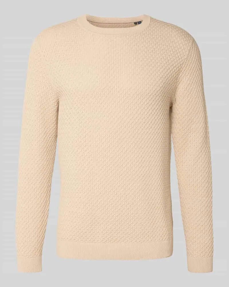 Jack & Jones Strickpullover mit Strukturmuster Modell 'BARKLEY Offwhite