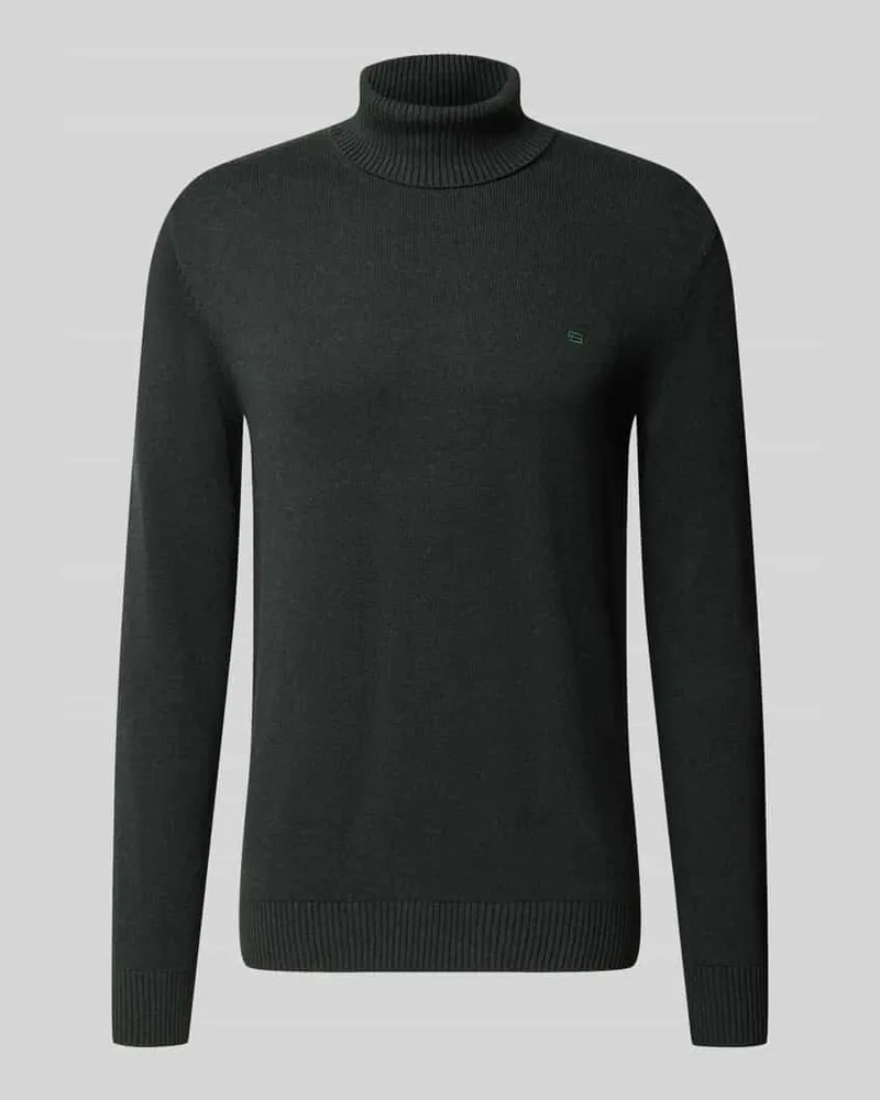 Christian Berg Regular Fit Strickpullover aus Baumwoll-Woll-Mix mit Rollkragen Dunkelgruen
