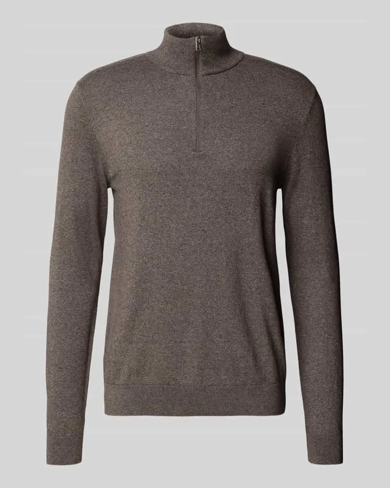 Selected Homme Regular Fit Troyer aus reiner Baumwolle Modell 'BERG Dunkelbraun