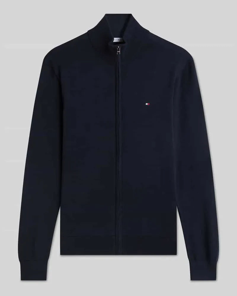 Tommy Hilfiger Regular Fit Strickjacke aus reiner Baumwolle Marine
