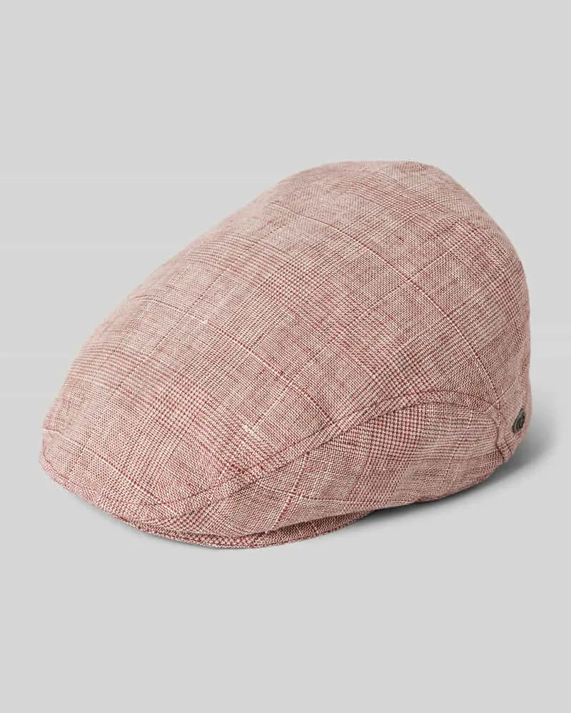 Bugatti Schiebermütze aus Leinen mit Label-Detail Dunkelrot