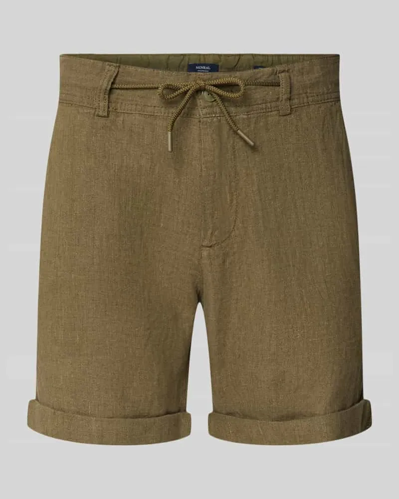 McNeal Leinenshorts mit Bindegürtel und Gesäßtaschen Oliv