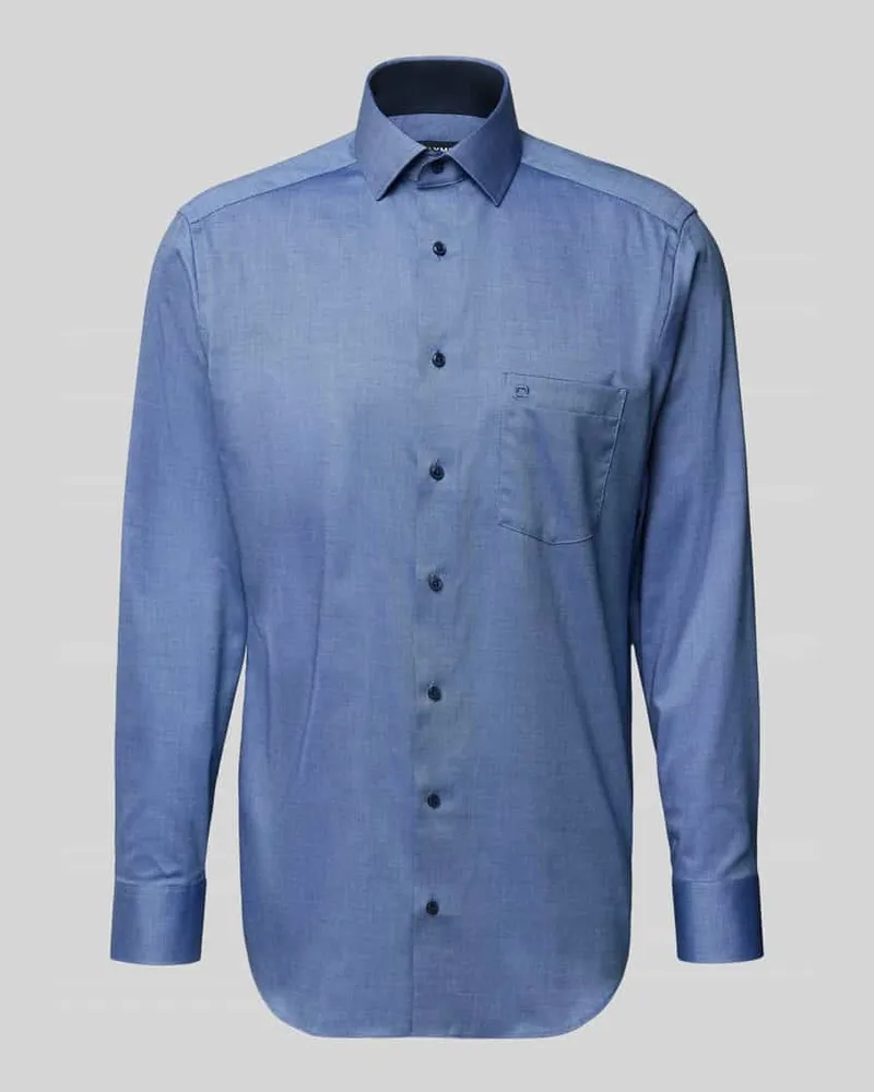 Olymp Modern Fit Business-Hemd mit Kentkragen und Brusttasche Marine