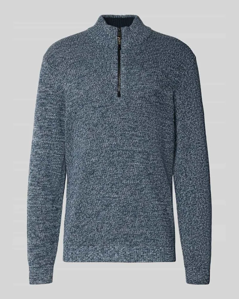 Camel Active Slim Fit Troyer mit Reißverschluss Modell 'Mouline Petrol