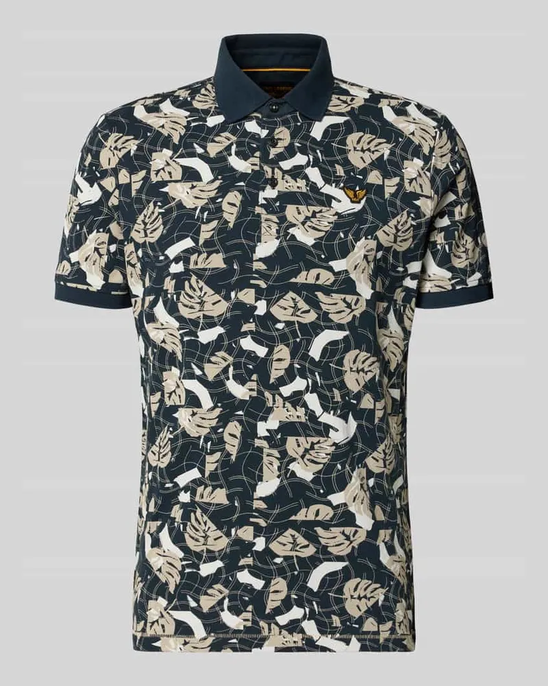 PME Legend Slim Fit Poloshirt im Allover-Look Marine