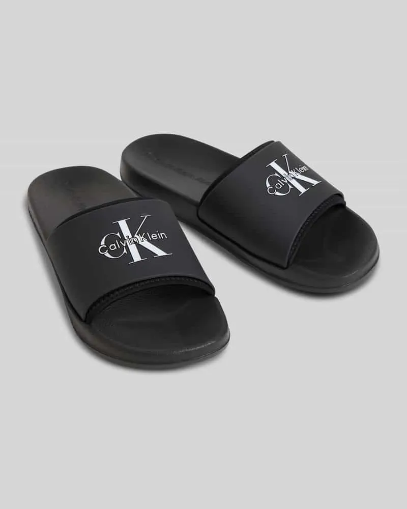 Calvin Klein Badeschuhe mit Logo Print Black