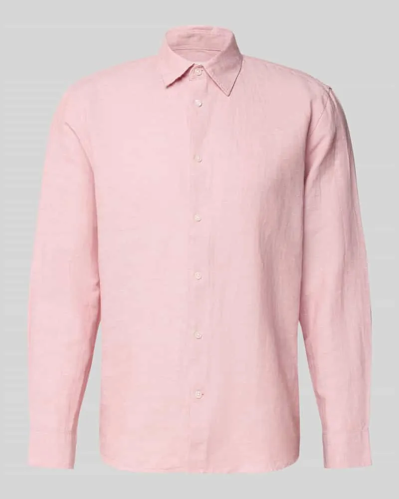 Selected Homme Regular Fit Freizeithemd aus Leinen-Baumwoll-Mix Modell 'CLAY LINENBLEND Altrosa