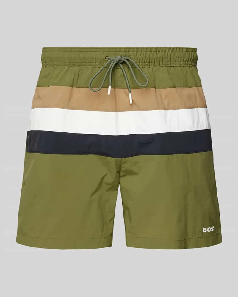 HUGO BOSS Relaxed Fit Badeshorts mit Label-Print Modell 'Louis 