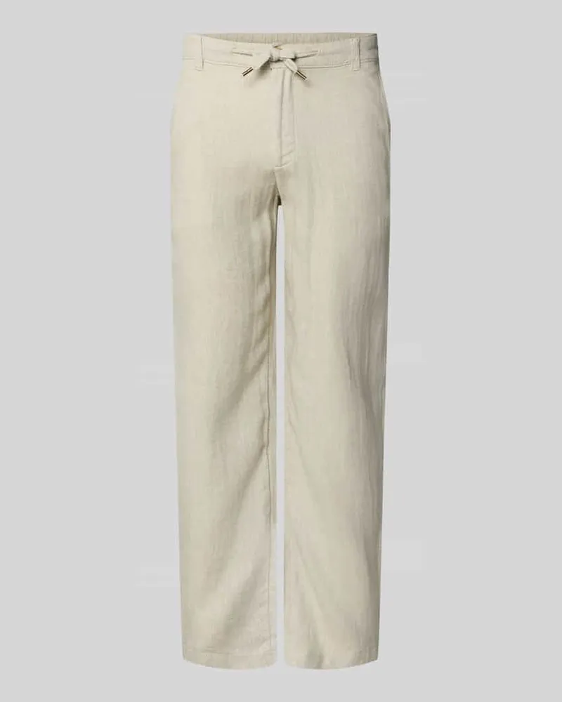 Jack & Jones Leinenhose mit Bindegürtel Modell 'KARL MYKONOS Oliv